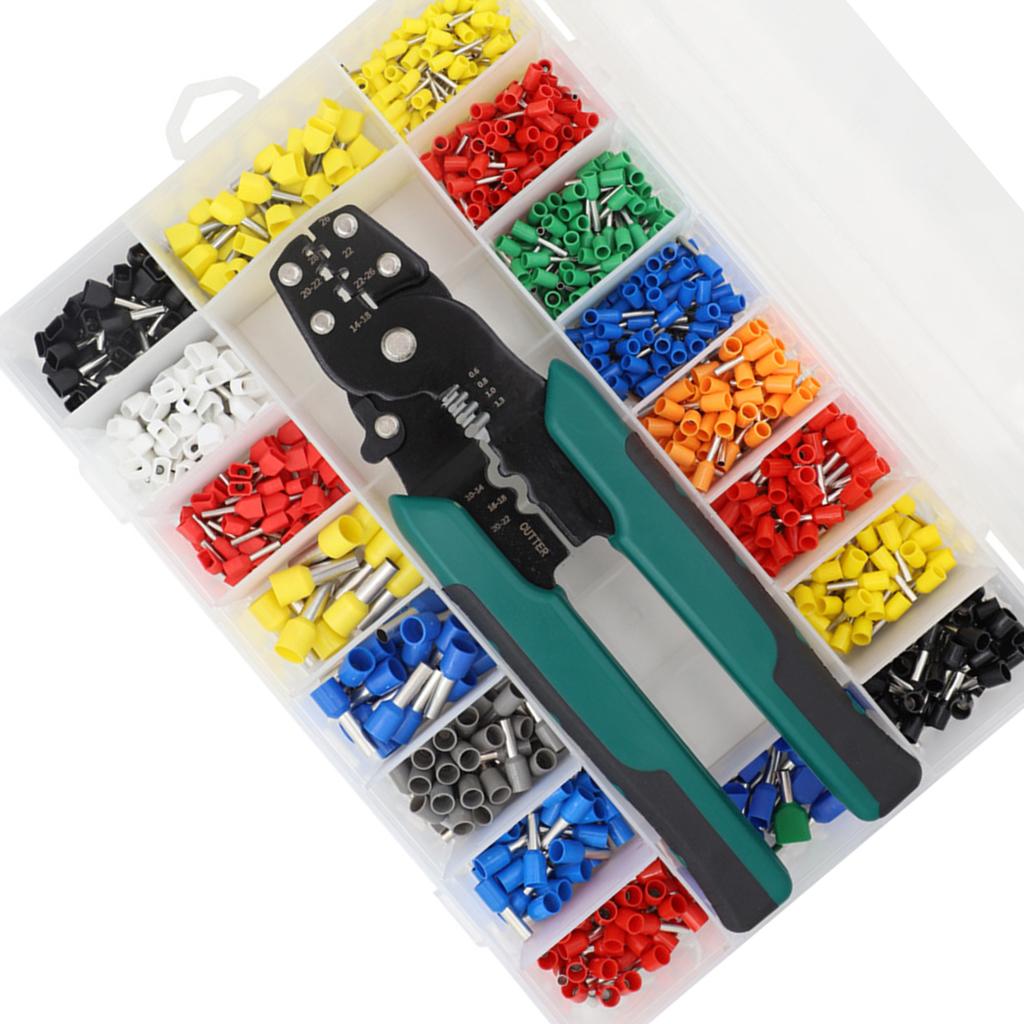 Crimper Tool Kit Crimp Ferrule Including 18 Types 960Pcs Insulated Wire Terminals Self Adjusting Crimping Plier Set