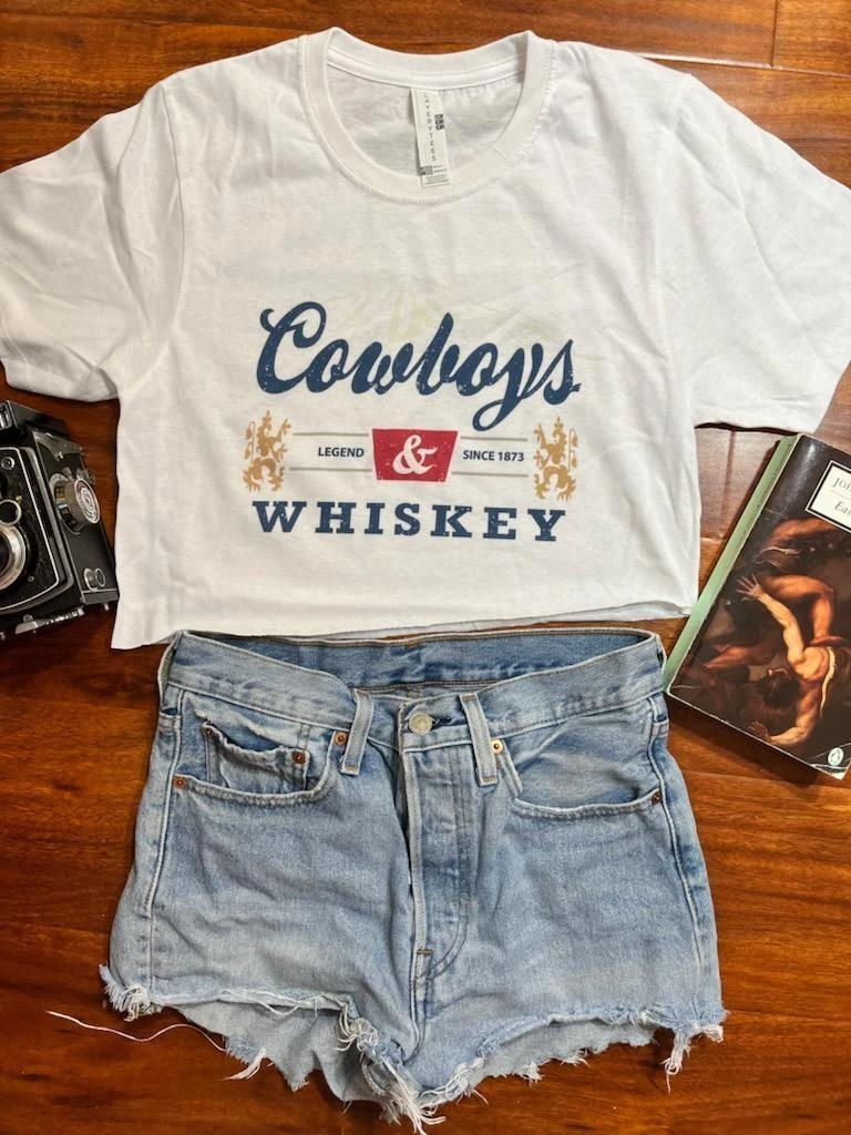 Cowboy whiskey cropped top shirt XL