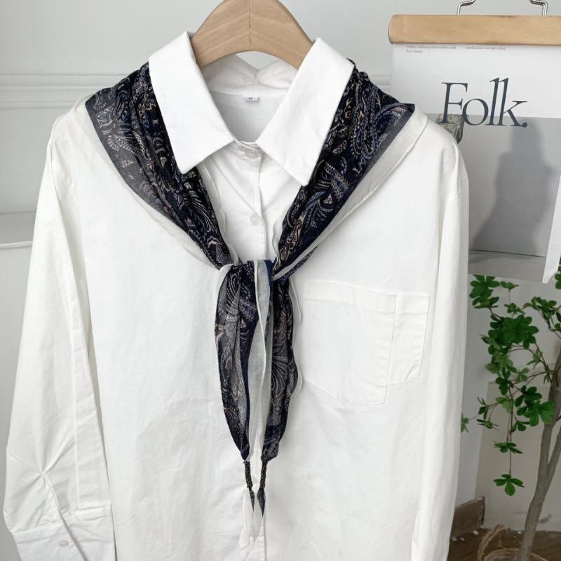 Cashew flower silk scarf new simple printing headscarf decorative scarf scarf small shawl triangular scarf tied waist