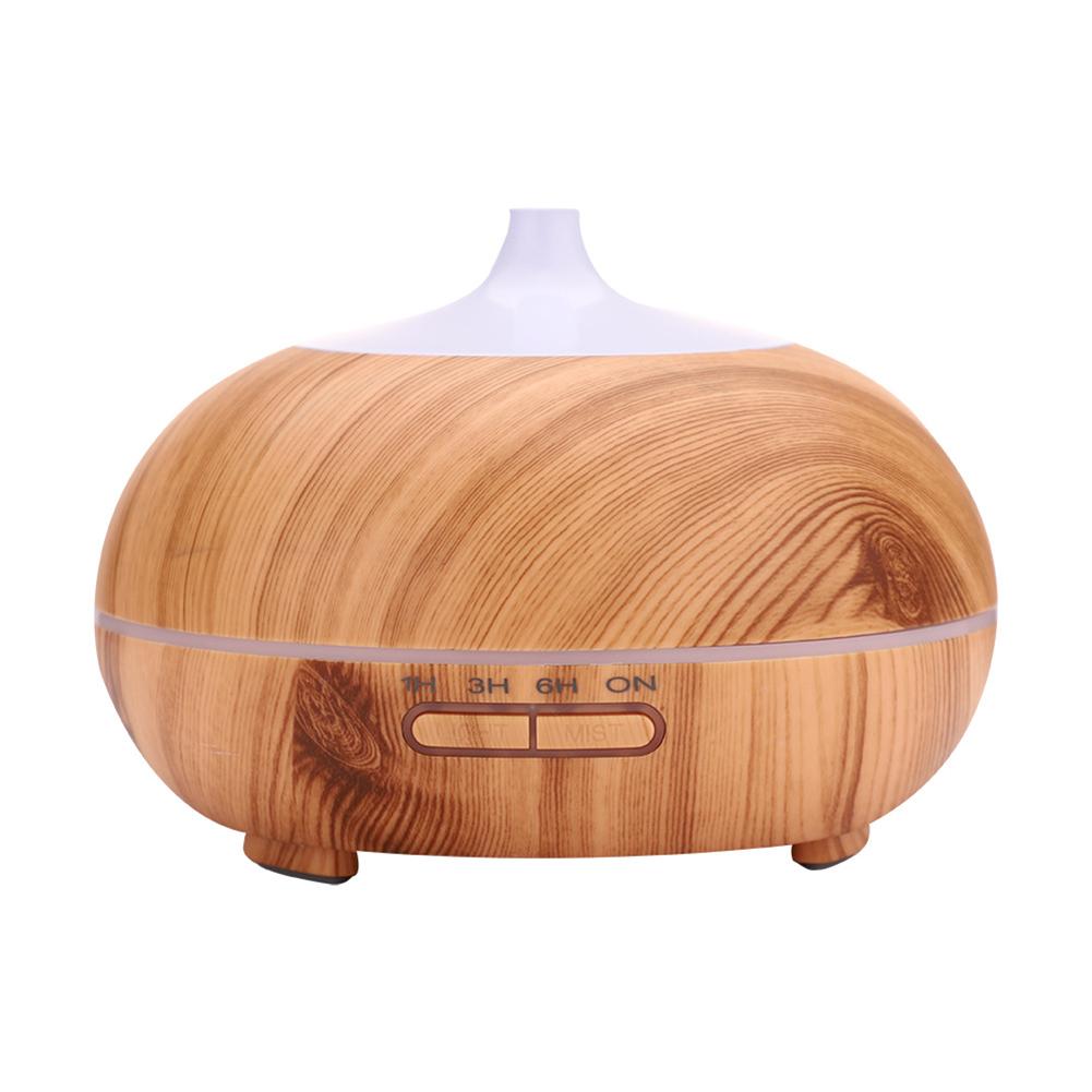 300ML Wood Grain Essential Oil Diffusers Ultrasonic Humidifier Portable Aromatherapy Diffuser with 7 Colors LED Light Air Purifiers