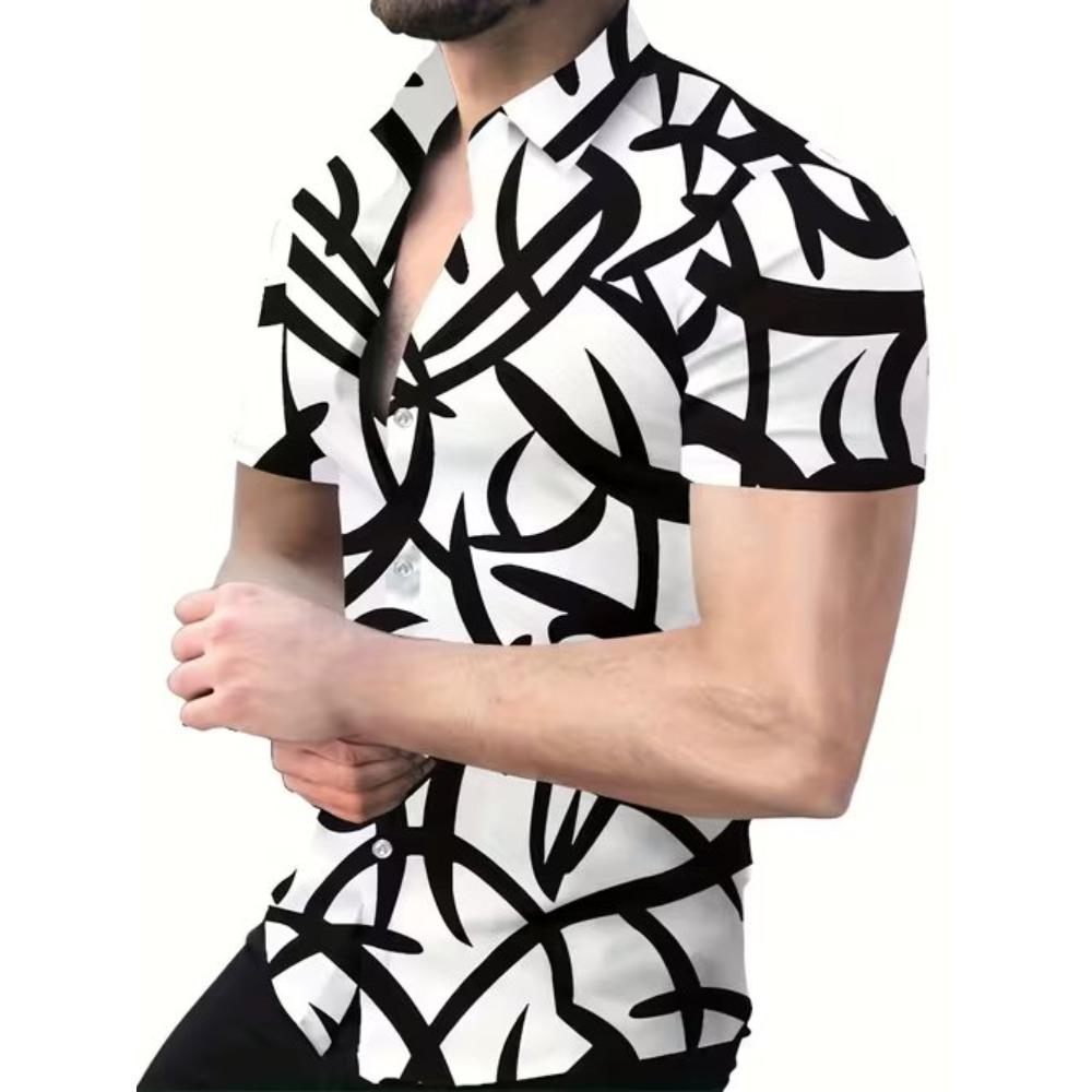 Men's Geometry Pattern 3D Print Shirt Button Up Shirt Casual Shirt Summer Shirt Short Sleeve Daily Vacation Clothing