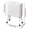 Trash Can with Wheels Brake System Wastebasket for Office Bathroom Home White