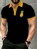 Men'S Outdoor Polo Shirt, Multi-Sizes Available, Black Background with Pineapple Print, Fashionable And Comfortable, Men'S Top Suitable for Hiking And