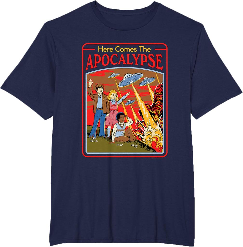 Steven Rhodes Sta Arrivando L'Apocalisse degli UFO Maglietta Retrò Dark Humor Maglietta Nuovi Arrivi Primavera/Estate Vestibilità Regolare Casual