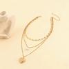 European-American Multi-layer Heart Chain Pearl Pendant Necklace for Women