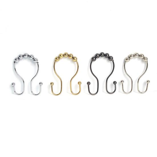 Yousheng 12ks háček na sprchový závěs Dvojité háčky Dobré vyvážení Silná nosná kapacita váleček Kulička Hladký Posuvný kroužek háčku na závěsy Koupelnový zdroj