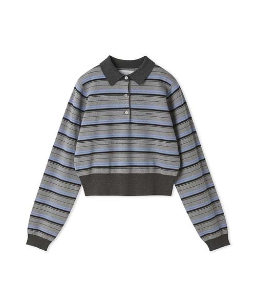 

Emi Logo Polo Knit 13WNT251054 GRY Free Size Small Multi-Border серый
