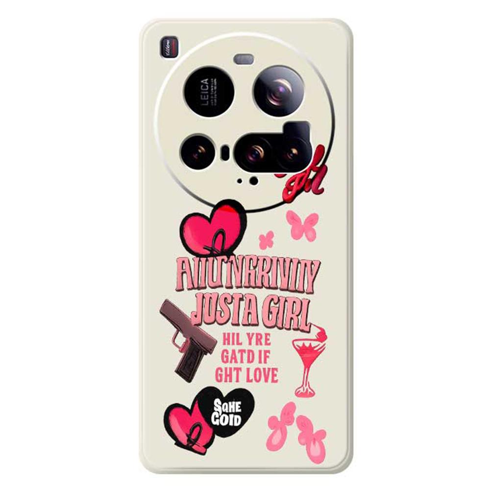 For Xiaomi 15 Ultra Case Pink Elements Pattern Printing Straight Edge TPU Phone Back Cover