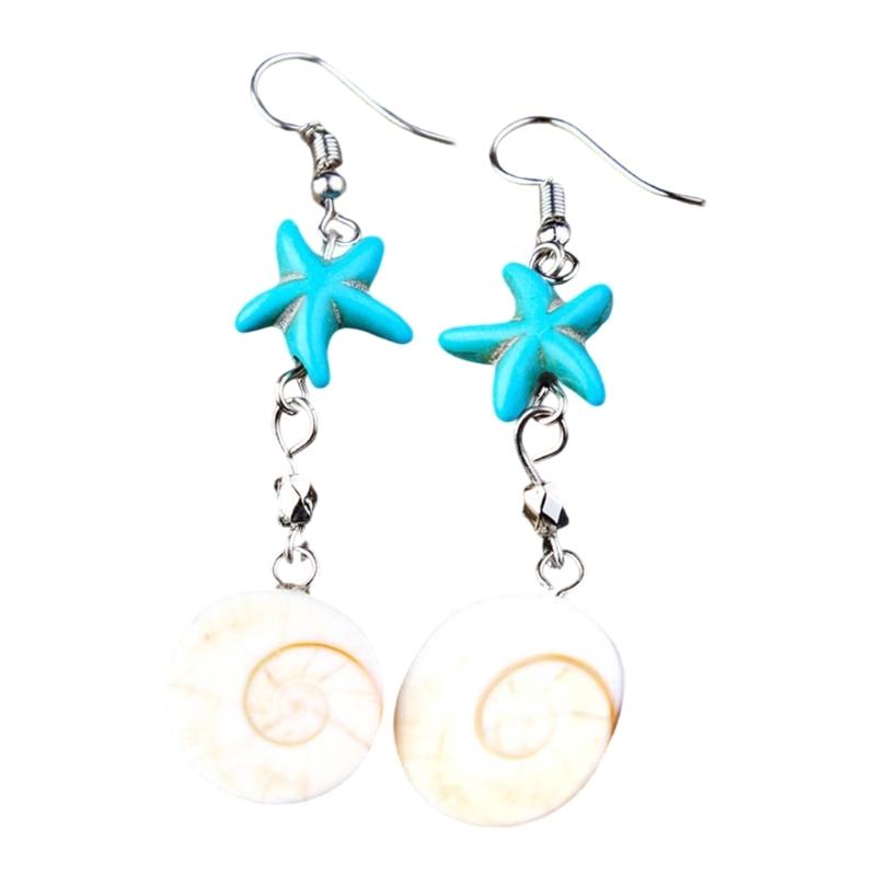 

Starfish Conch Dangle Earrings Fashionable Women s Jewelry Handmade Accessories Beach Vacation Ear Rings Decoration синій