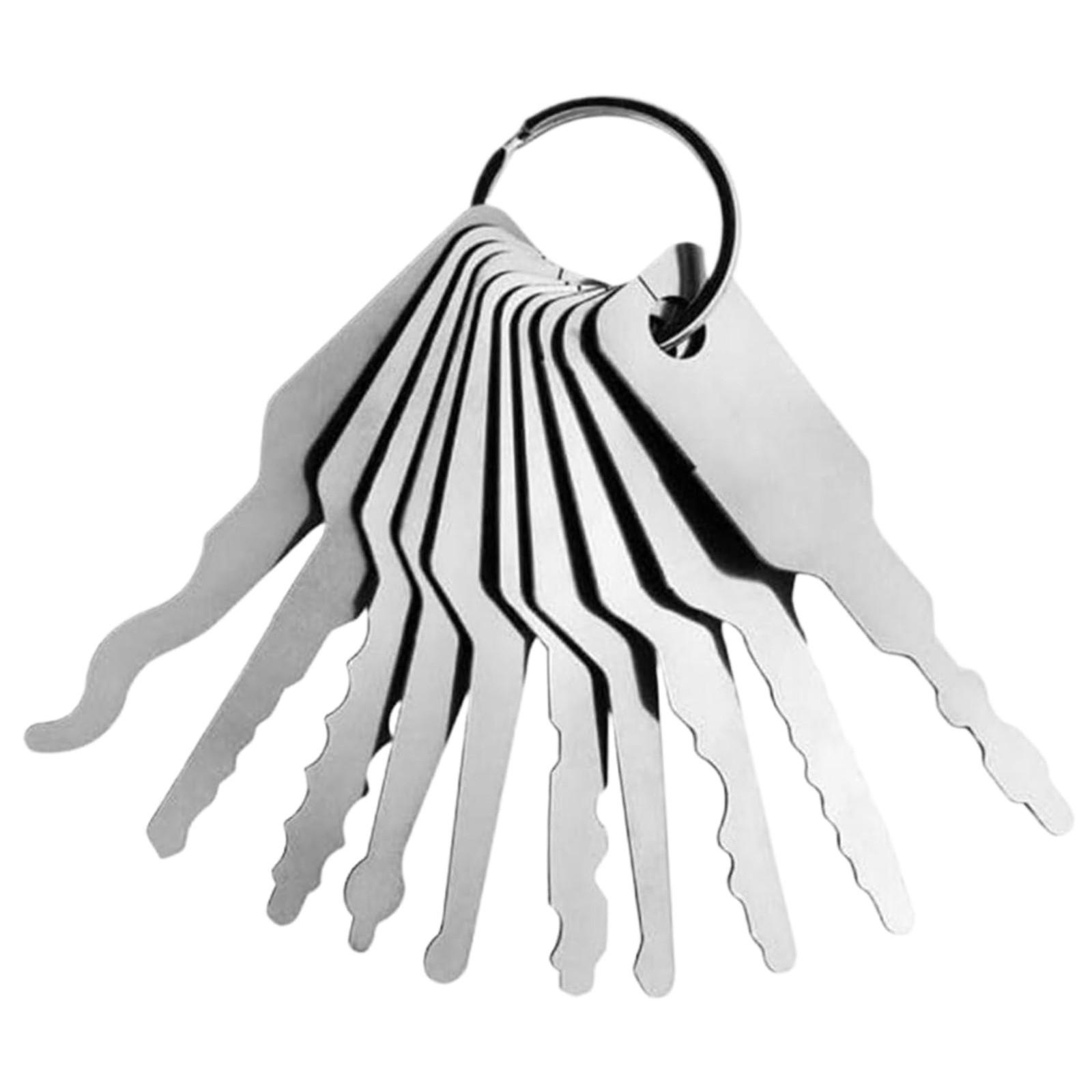 

10 шт. Ключи из нержавеющей стали, Т-образные ключи, набор отмычек для скелетных замков на замену, инструмент для аварийного вскрытия замков ванной комнаты, автомобильных замков, разных форм One Size