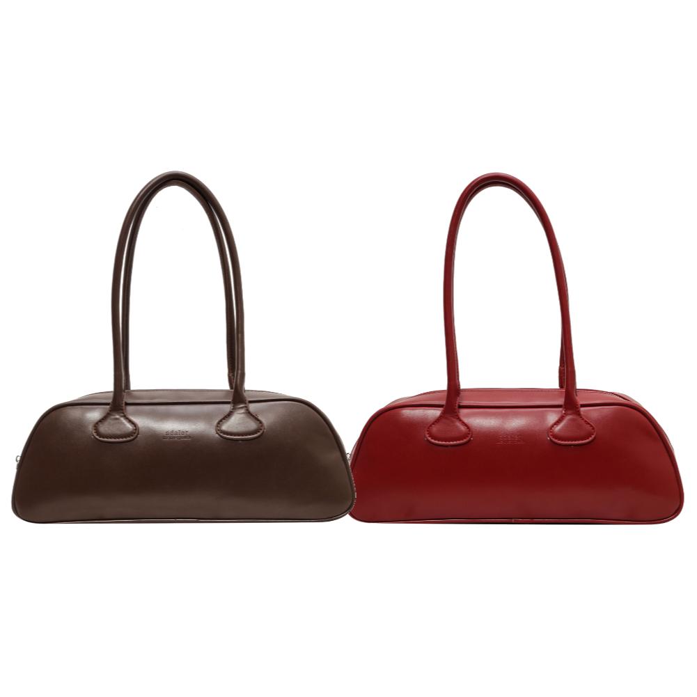 Women Fashion Shoulder Bag Large Capacity PU Leather Vintage Armpit Bags Solid Color Versatile Bowling Bag Commuting Handbag