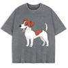 Russell Terrier Puppy Printing Washed T-Shirts Mens Cotton Short Sleeve Tops Street O-Neck Oversize T Shirt Clothes