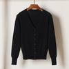 Korean V-Neck Knitted Cardigan: Women's Long Sleeve, Versatile Spring & Autumn Top.