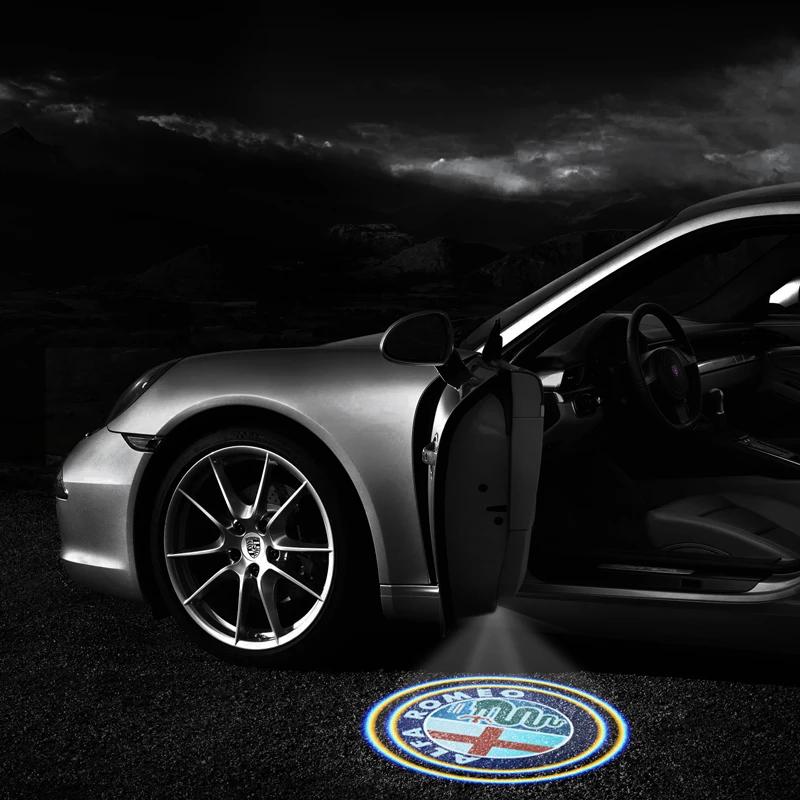 Car Sticker For Alfa Romeo 159 147 LED Wireless Car Welcome Lights Car Door HD Projector Lamp For Alfa Romeo Giulia 159 156 Stel zl8
