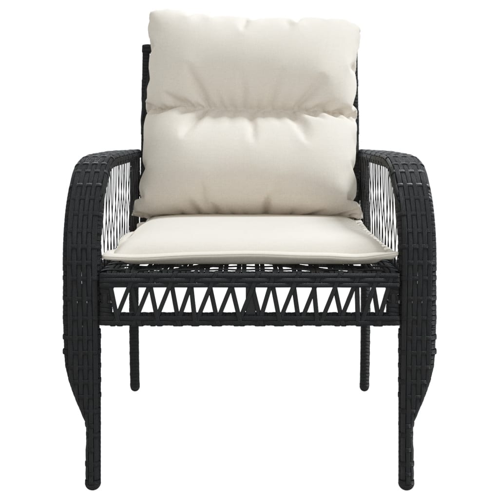 4 Piece Outdoor Sofa Set with Cushions Black Poly Rattan