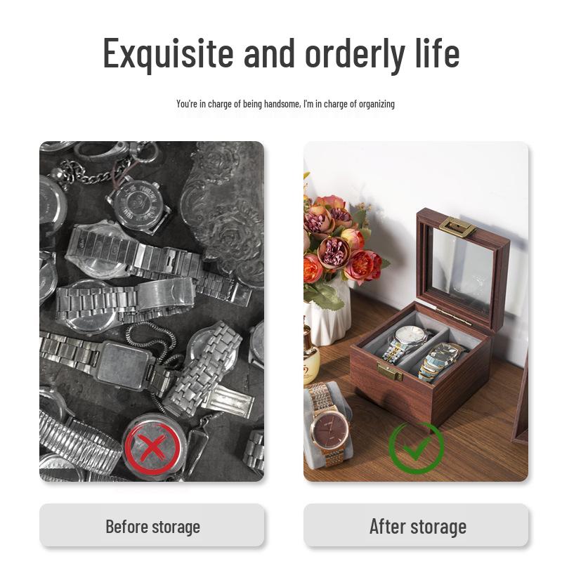 Large Capacity Multi-Grid Wooden Storage Box for Sunglasses, Glasses, and Watches