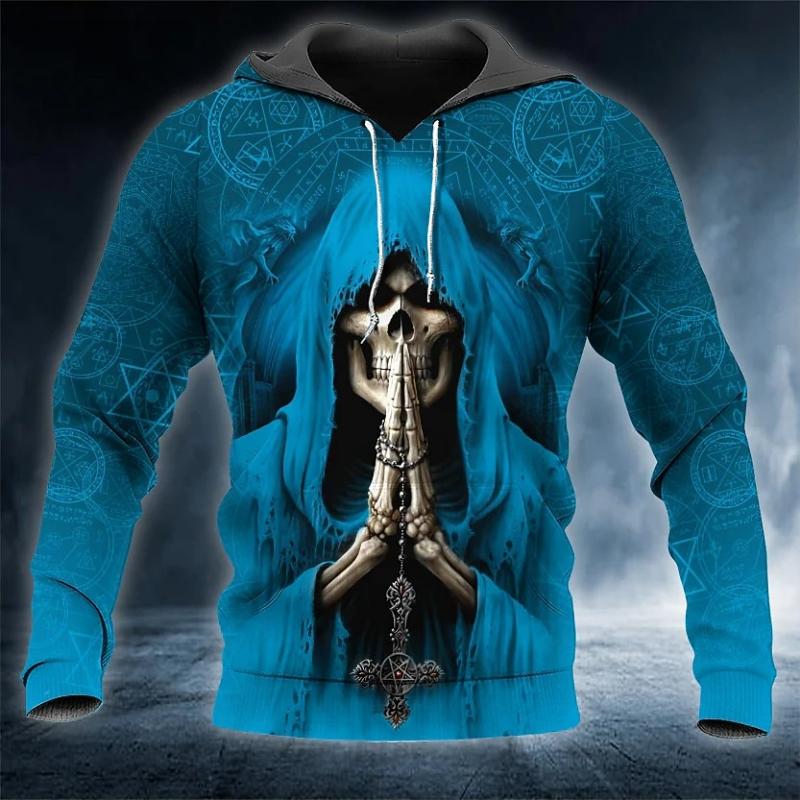 Men's Skull Graphic Prints Hoodie Hoodies Sweatshirt Streetwear Designer Long Sleeve Hooded Daily Sports 1 2 Print Spring & Fall Designer