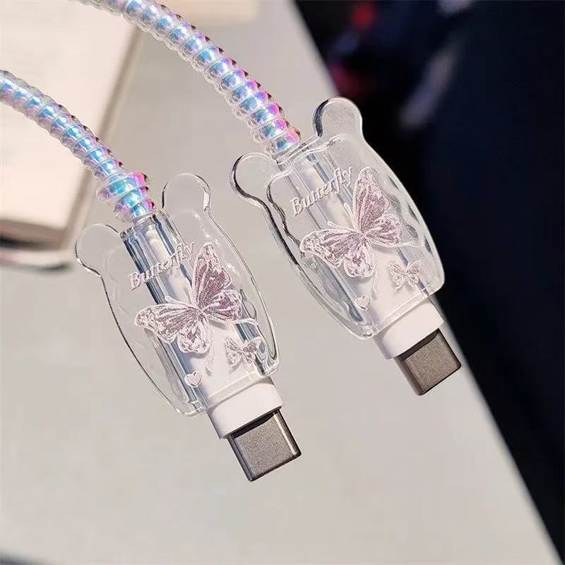 Vierteiliger Ladeschutz, Datenkabelschutz, Schutzabdeckung für Ladegerätkopf, passend für IPhone 18/20W Ladegerät