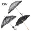 Black Lace Wedding Umbrella Vintage Gothic Umbrella, Bridal Parasol for Halloween Royal Style Witch Cosplay, Decoration, Stage Performance Props,