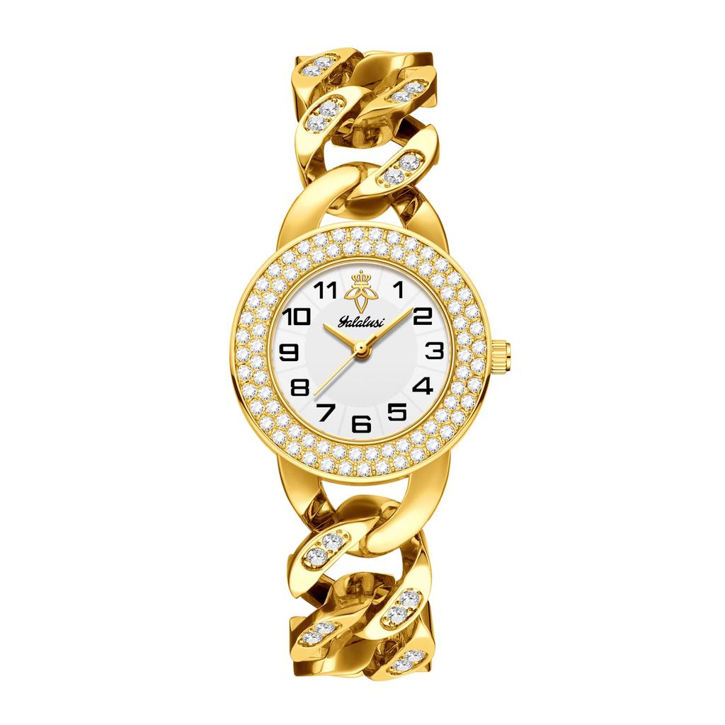 YaLaLuSi Stylish Ladies’ Luxury Diamond-Set Bracelet Watch: An Elegant Water-Resistant Quartz Timepiece Perfect as a Gift Relo