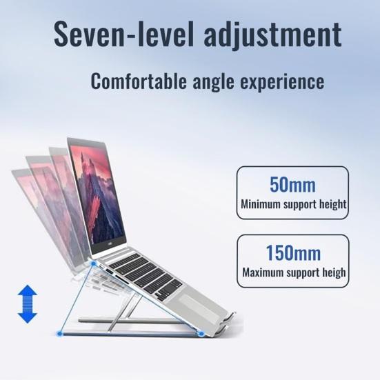 Stojan na notebook z hliníkové slitiny s ventilátorem pro odvod tepla, přenosný, skládací, lehký, robustní, kovový stolní držák pro tabletový počítač