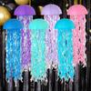 Set of 6 Ocean Theme Jellyfish Paper Hangings Colorful Hanging Decoration for Birthday Parties and Baby Showers