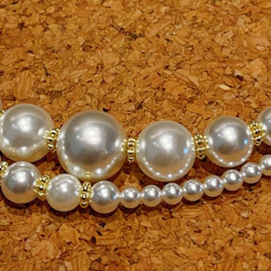 Naszyjnik Choker ze Sztucznych Pereł Damski Otwarty Choker Biała Okrągła Perła Grubszy Choker