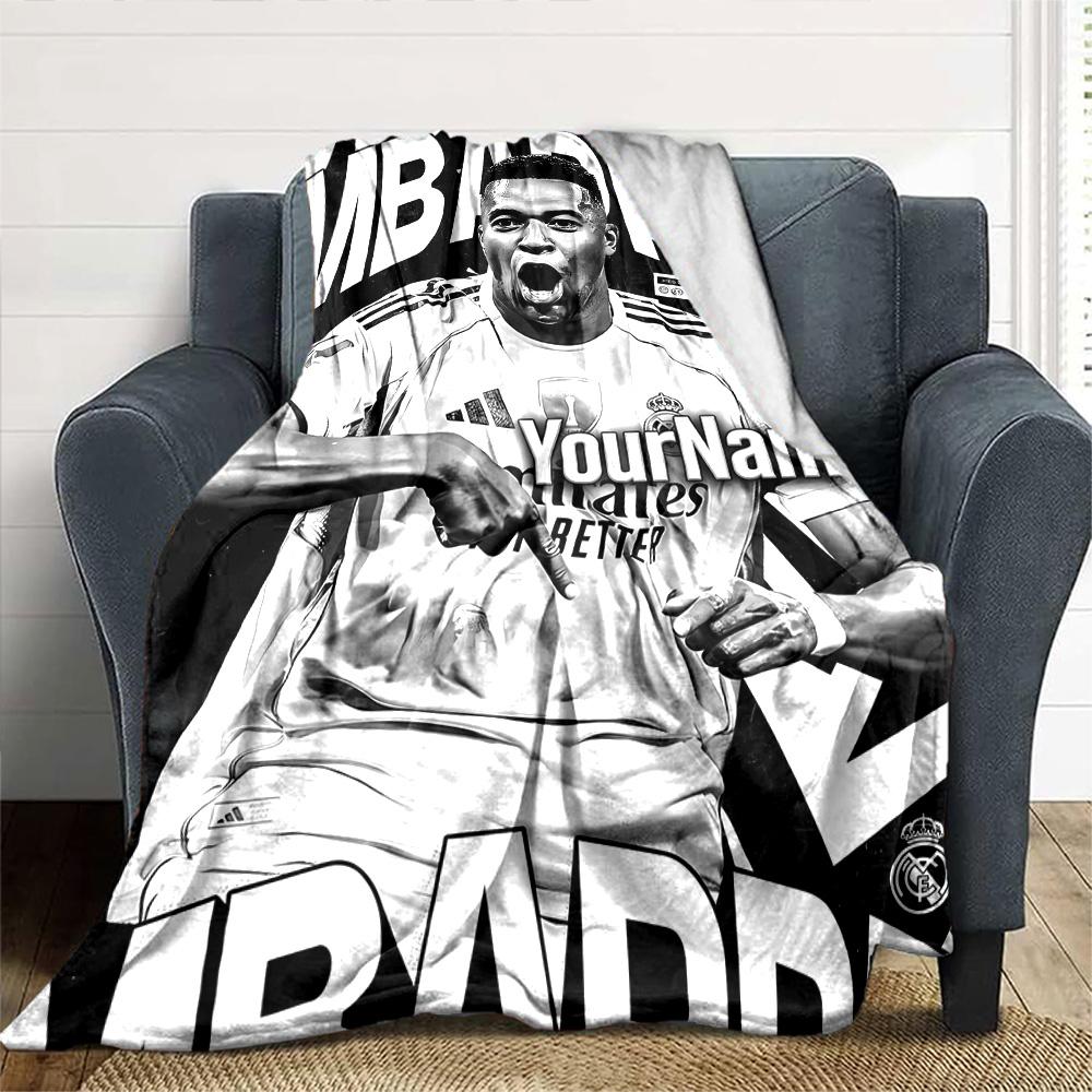 Mbappe Text Decke Geschenk Personalisierte Decke Warme Dekoration für Picknicks Bett Büro Sofa Vier Jahreszeiten Universell