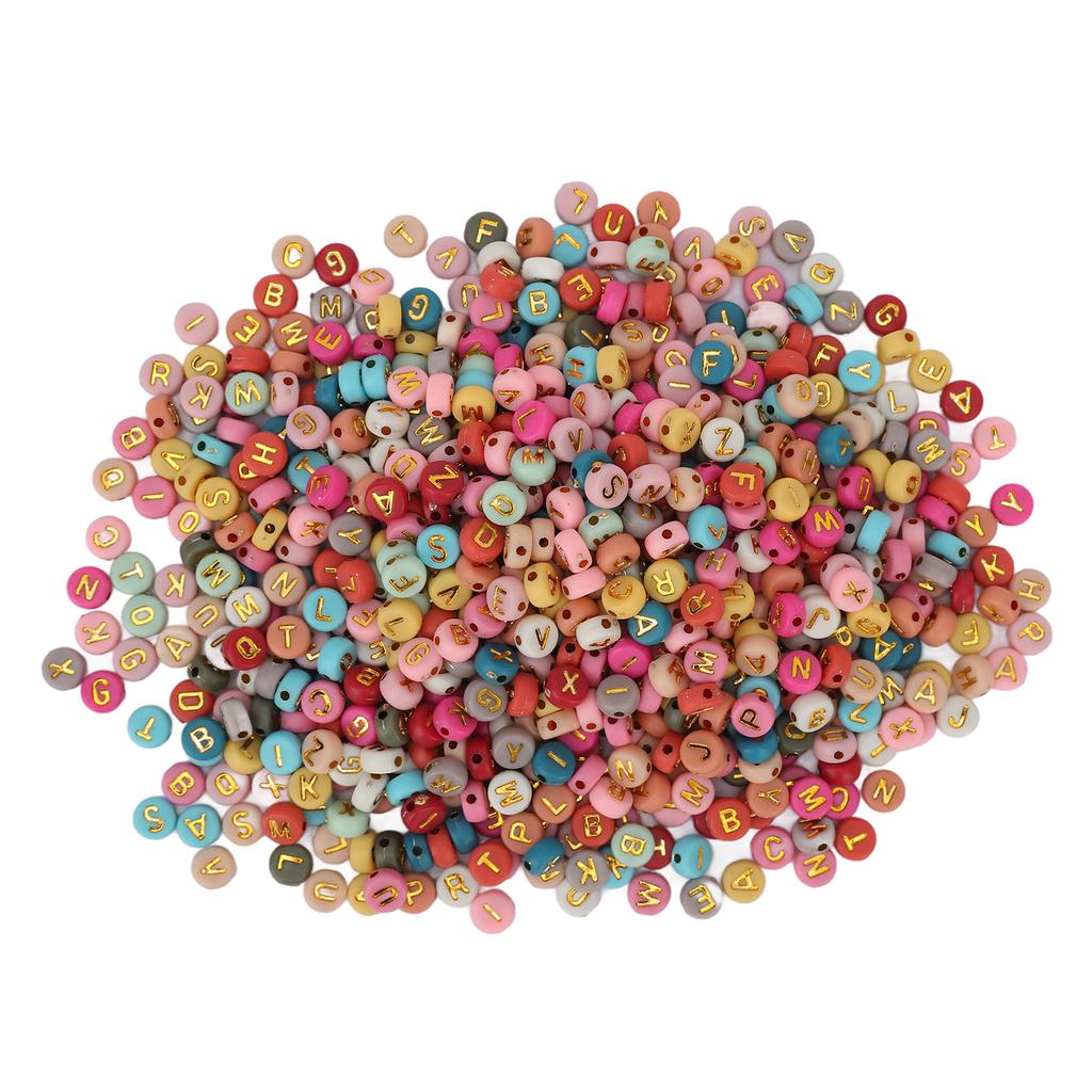 1200Pcs Acrylic Letter Beads Smoother Comfortable Edges Round Colored Beard Beads for DIY Bracelet
