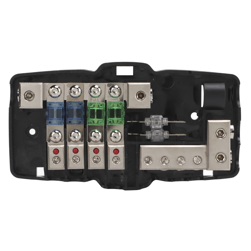 4cestná audio pojistková skříňka s LED indikátorem Autoaudio příslušenství pro čtyřkolky UTV karavany přívěsy lodě