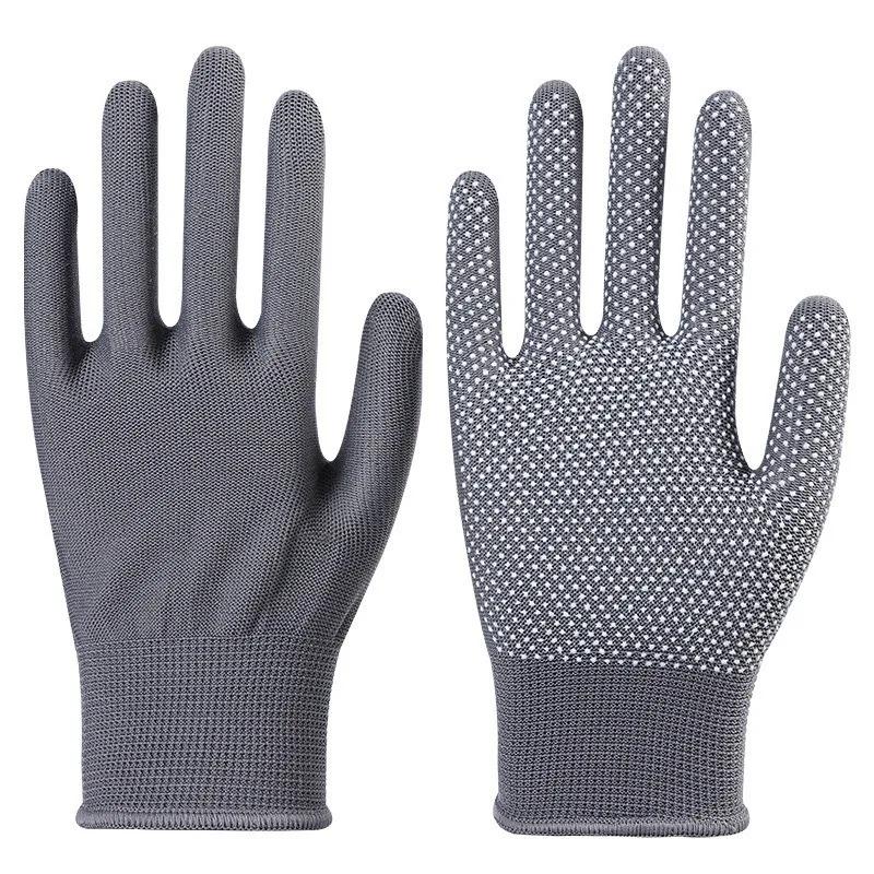 10-50Pairs Lightweight Durable Nylon Work Gloves with Anti-slip Dot Coating Touchscreen for Cycling Fishing Camping and Delivery
