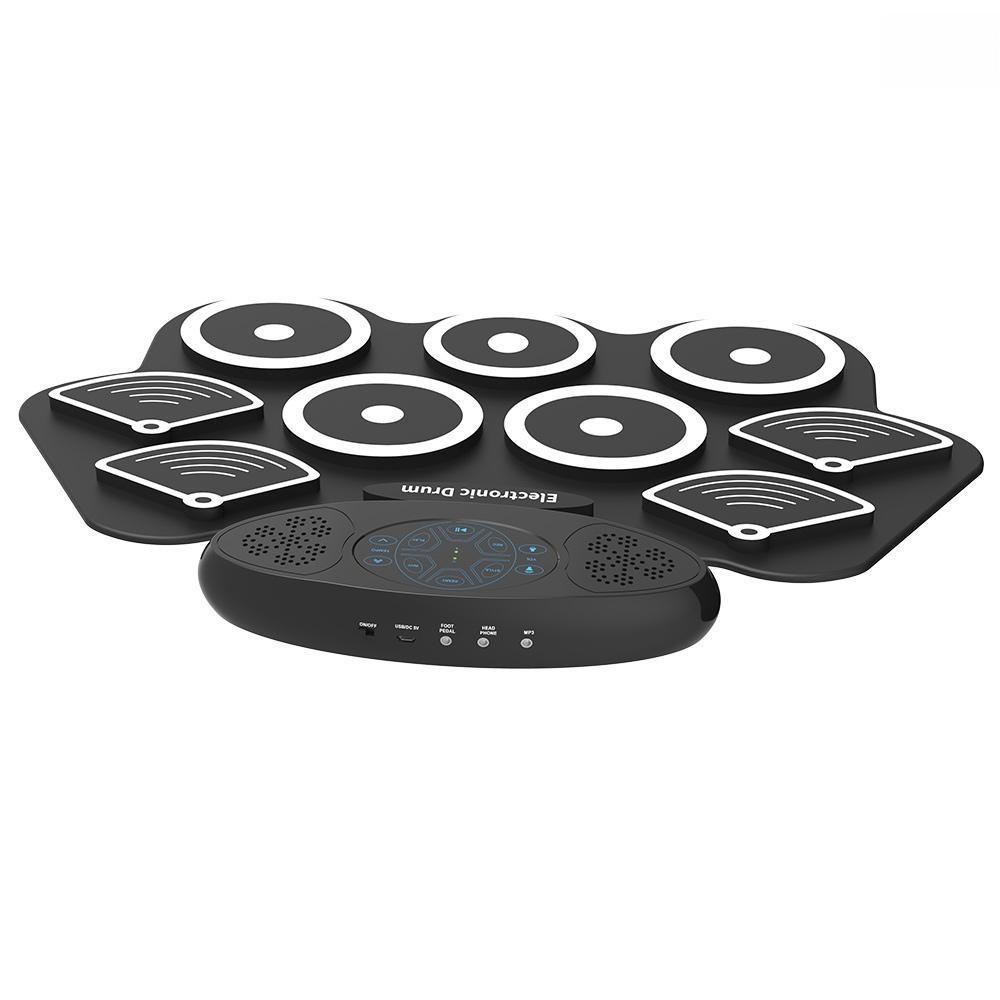 Roll Up Silicone Practice Drum Pad Rechargeable Multifunction Tabletop Drum Portable 9 Pads Electronic Drum Set