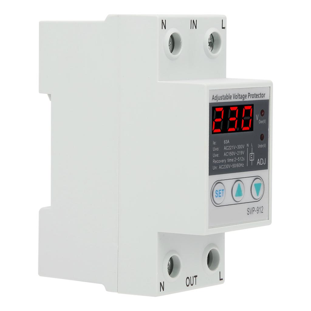 230V Under Over Voltage Protector Adjustable Recovery Protective Relay Voltmeter SVP‑912