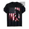 European Sizes Men's Sasquatch T-Shirt - American Flag & Cryptid Design, Distressed Forest Print, Casual Outdoor Wear, Comfortable Round Neck Tee