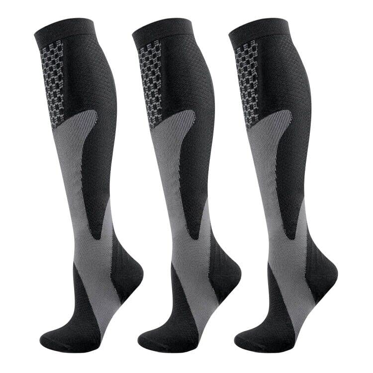 

YUEDGE Compression Sports Socks for Cycling and Compression Sizes Men s Socks, Running, Breathable, Quick-Drying, Moisture-Wicking, Socks, 3-Pair Set, чёрный