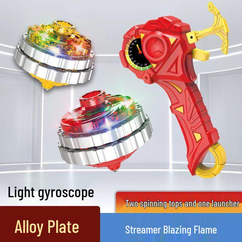 Free Shipping Dual Alloy Burst Gyro Toy - Magic Light Pull String Battle Gyro