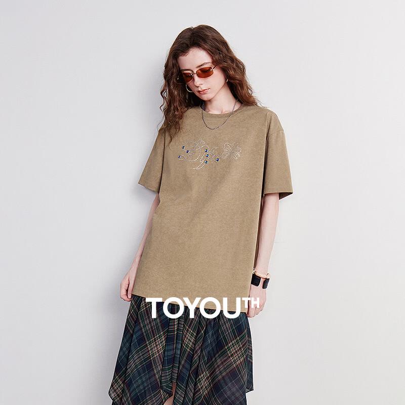 Chuyu Women's Rhinestone Wax Dye Cotton T-Shirt