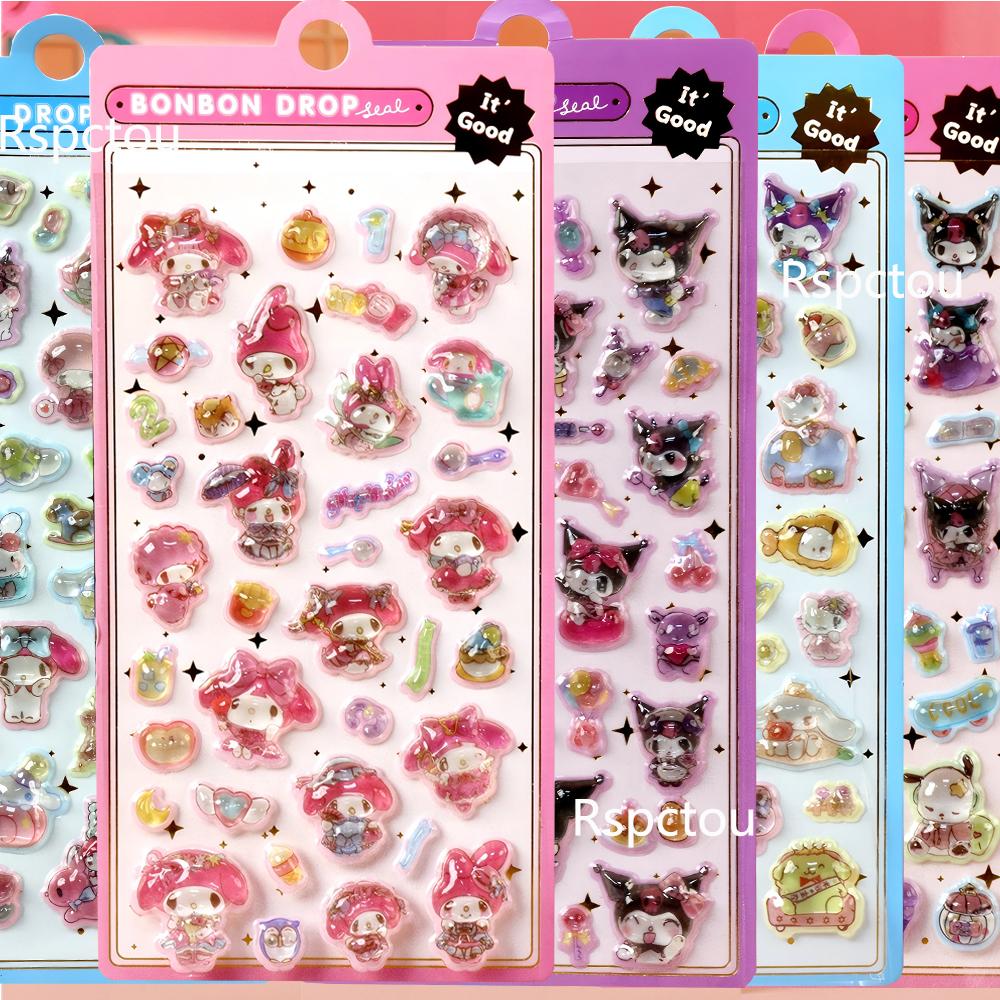 Cute Sanrio Series 3D Relief Stickers Aesthetic Decoration Decals Kawaii Cinnamoroll My Melody Kuromi Cartoon Bubble Sticker Toy