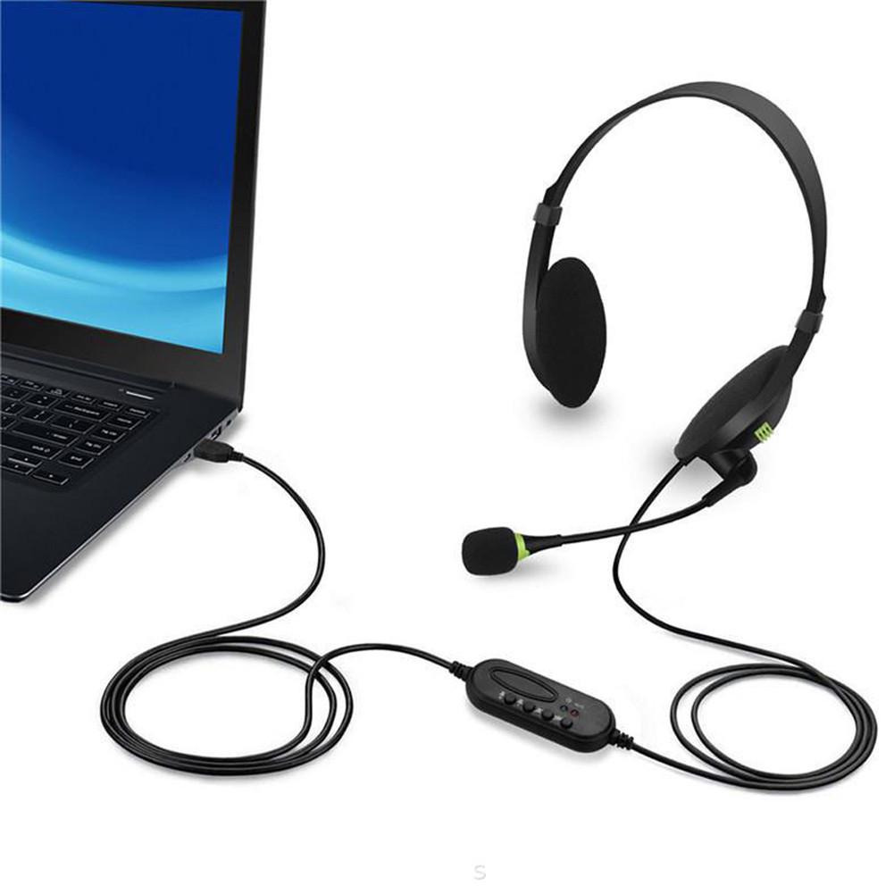 USB Headset with Mic Over Ear Office Call Center Aviation Headphones