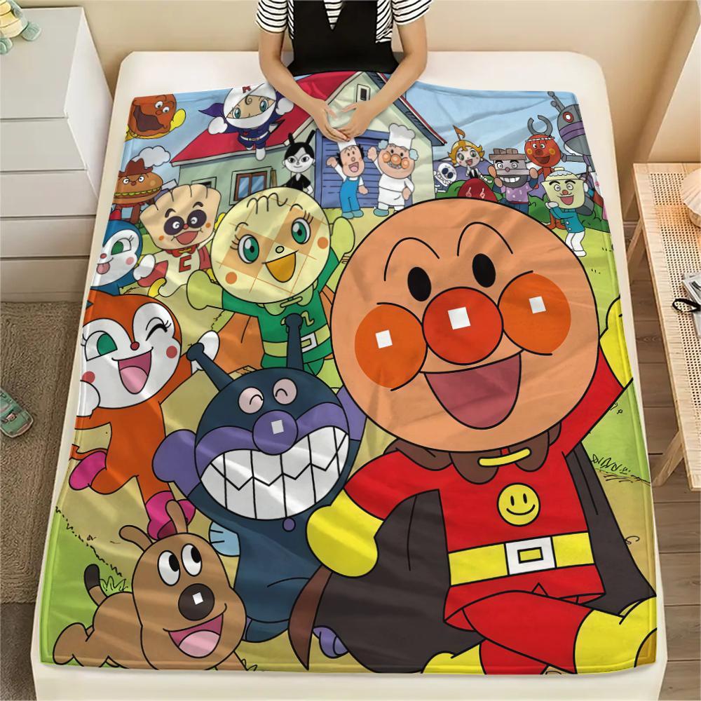 1PC Anpanman Print Flannel Blanket, High quality All Seasons, Home Decor, Warmth and Comfort, Perfect for Christmas Gifts