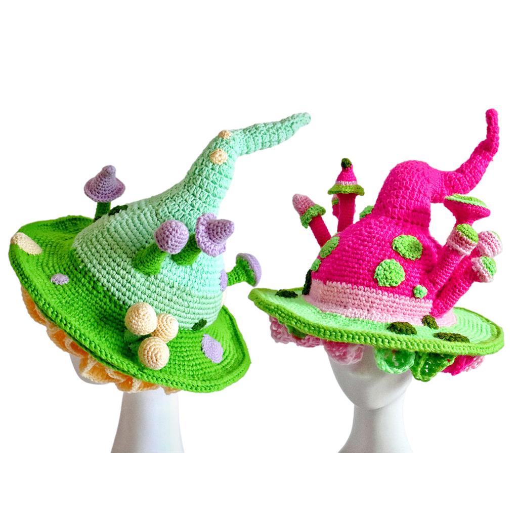 Halloween Fairy Wizard Hat with Mushroom Decor Devil Hat Cosplay Props Decoration Accessories for Adult Children