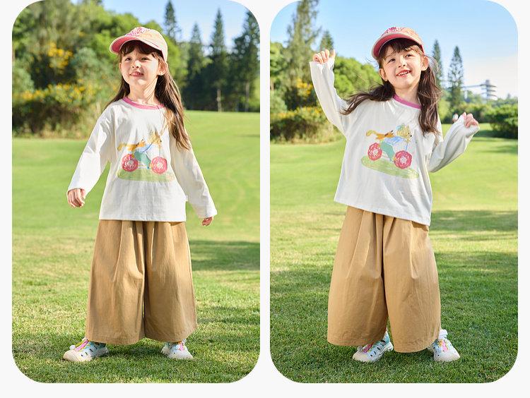 Dududu Home Girls' Pure Cotton Wide-Leg Pants - Spring 2026 New Arrivals for Toddlers & Kids