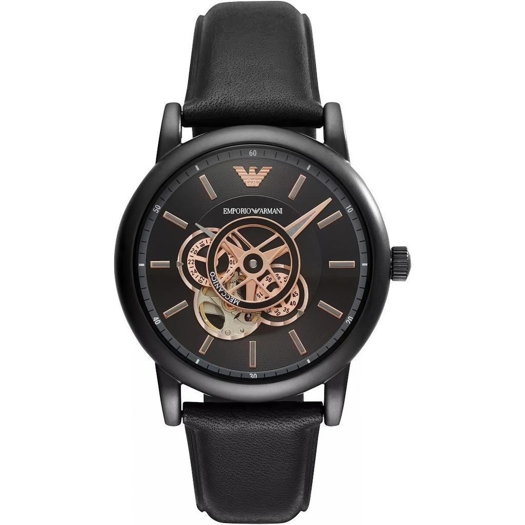 Emporio Armani AR60012 Sport Classic Luigi Black Dial Leather Band Mens Watch