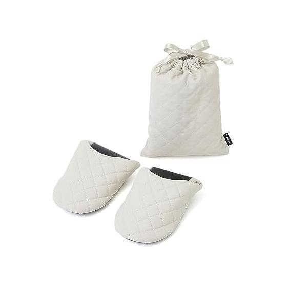[Francfranc] Francfranc Pocketable Room Shoes, Quilted, Foldable, Portable Slippers, Travel Slippers, Compact Storage, Comes with Dedicated Pouch