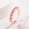 925 Sterling Silver Jewelry 18K Gold Plated Pink Crystal Finger Rings for Women Wedding Party Jewelry For Girls Friend Gift