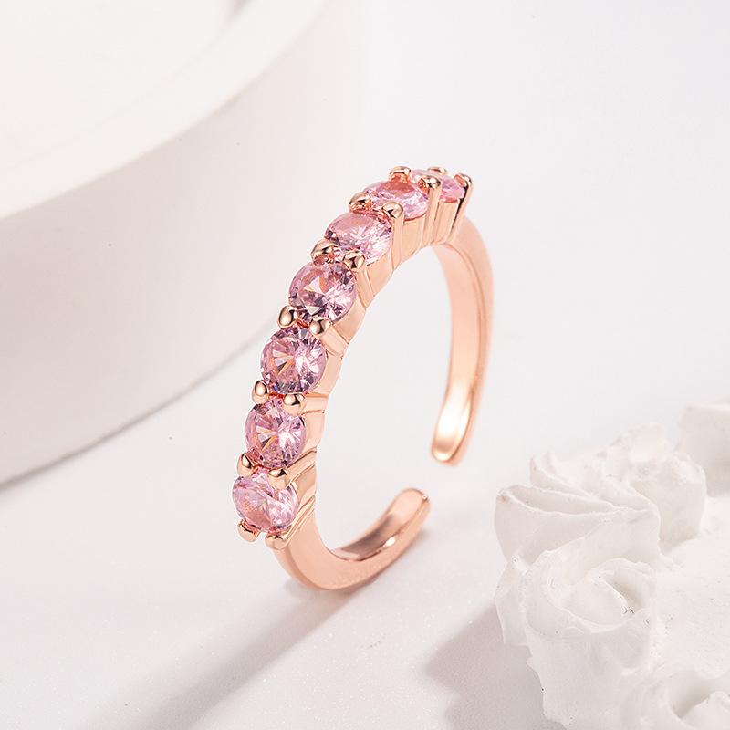 

925 Sterling Silver Jewelry 18K Gold Plated Pink Crystal Finger Rings for Women Wedding Party Jewelry for Girls Friend Gift resizable золотий