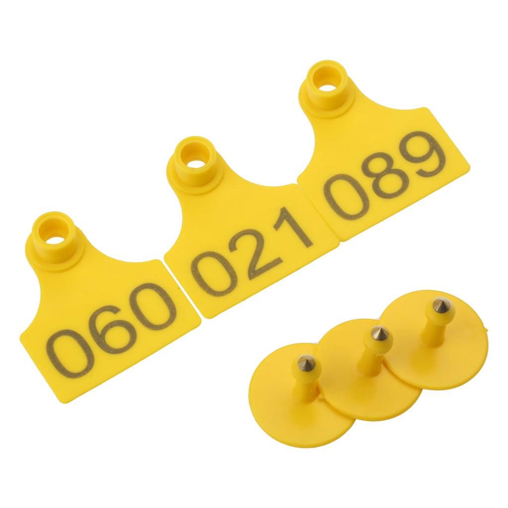 Numbered Plastics Livestock Ear Tags 1-100 Animal Tags Green Yellow Orange Large Identification Tags for Goat Sheep