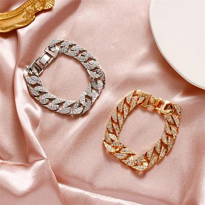 Bracciale Cubano con Diamanti Incastonati: Stile Hip-Hop Retro Europeo e Americano, Gioielli di Coppia Interamente Diamantati
