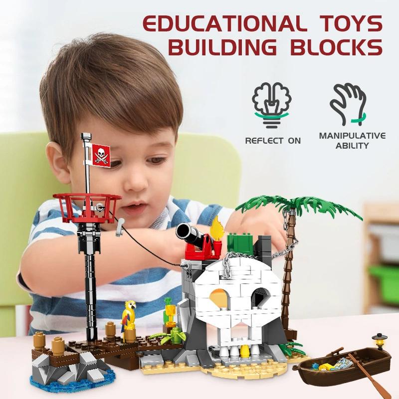 Kids Toys Pirate Ship Castle Building Blocks Models Small Particle Bricks Educational Toys Christmas Halloween Gifts