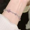 Rosa Zirkon Kirschblüten-Schleifenarmband Elegante Strass-Blumenkette Leichtes Romantisches Design Geschenk für Frauen Zarter Alltags Schmuck